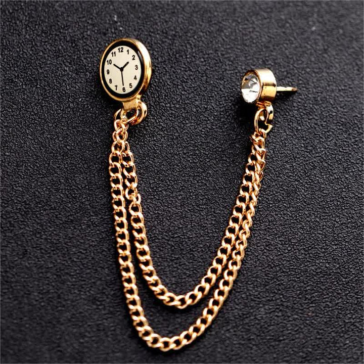 Spilla a catena con orologio da uomo vintage