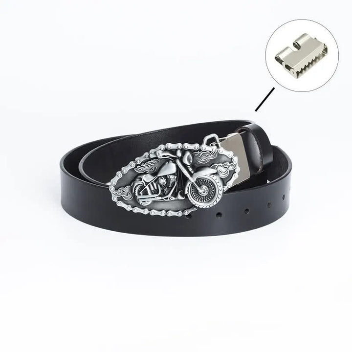 Cintura in pelle da motociclista punk da uomo - Legatura di ferro - Nero / Argento - 46 - image 18