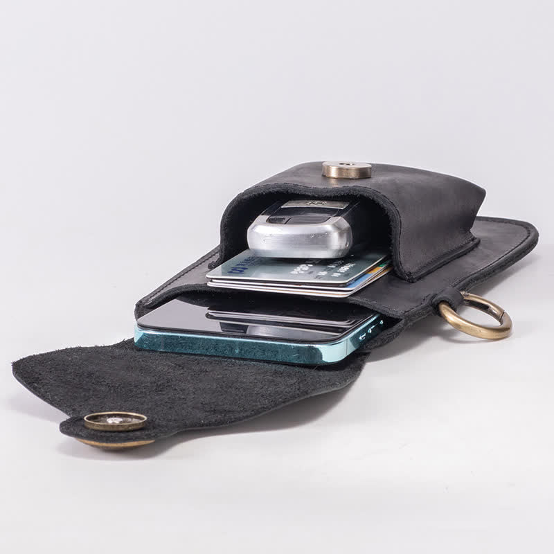 Borsa da cintura per telefono con fibbia magnetica a stella in pelle per esterni