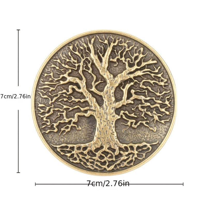 Cintura in pelle con fibbia rotonda fai da te con albero della vita da uomo