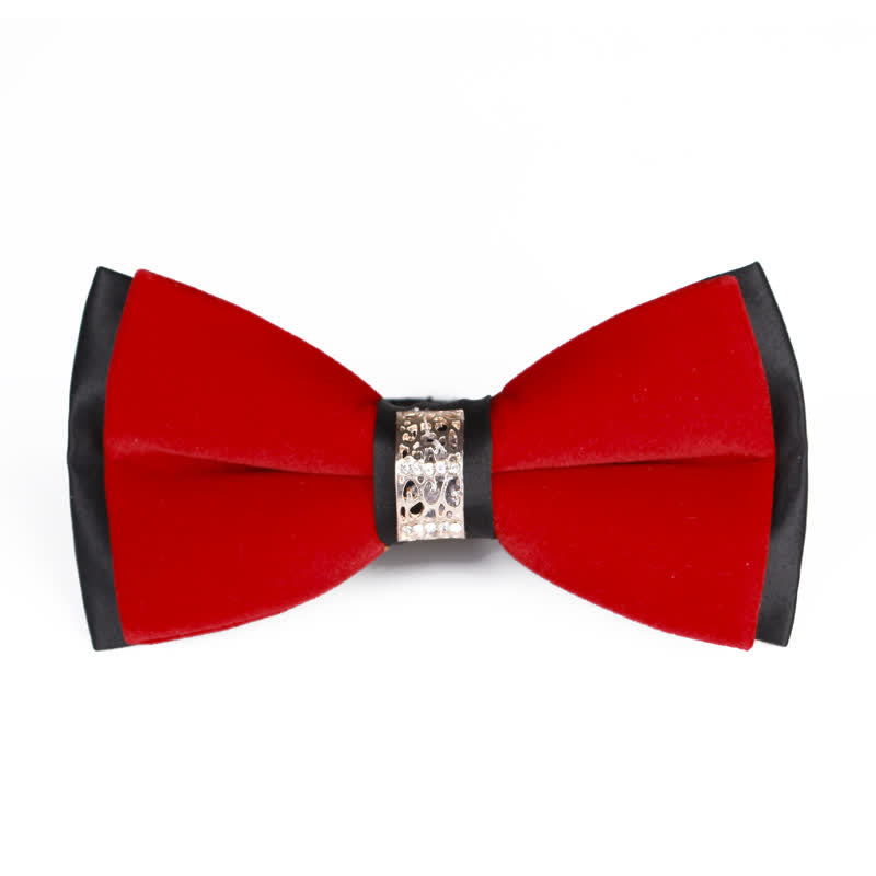 Papillon in velluto patchwork con strass da uomo - Rosso - image 7