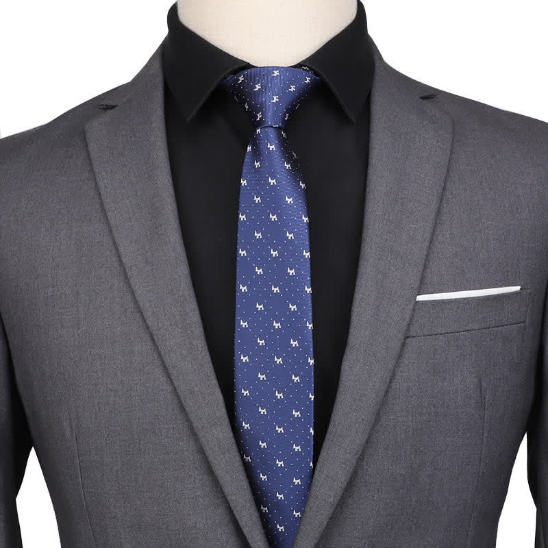 Cravatta da sera blu navy da uomo con motivo cucciolo