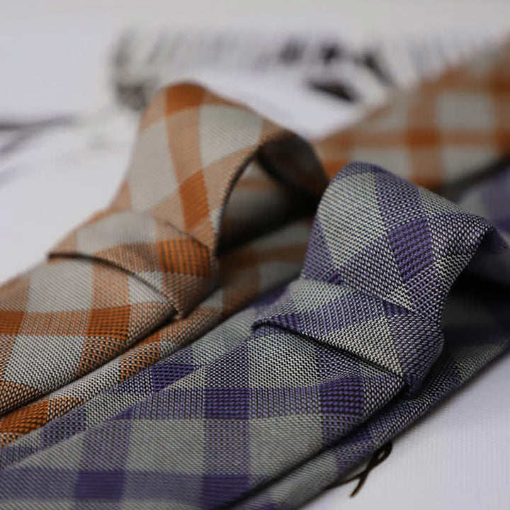 Cravatta a quadri bicolore in stile preppy da uomo - image 4