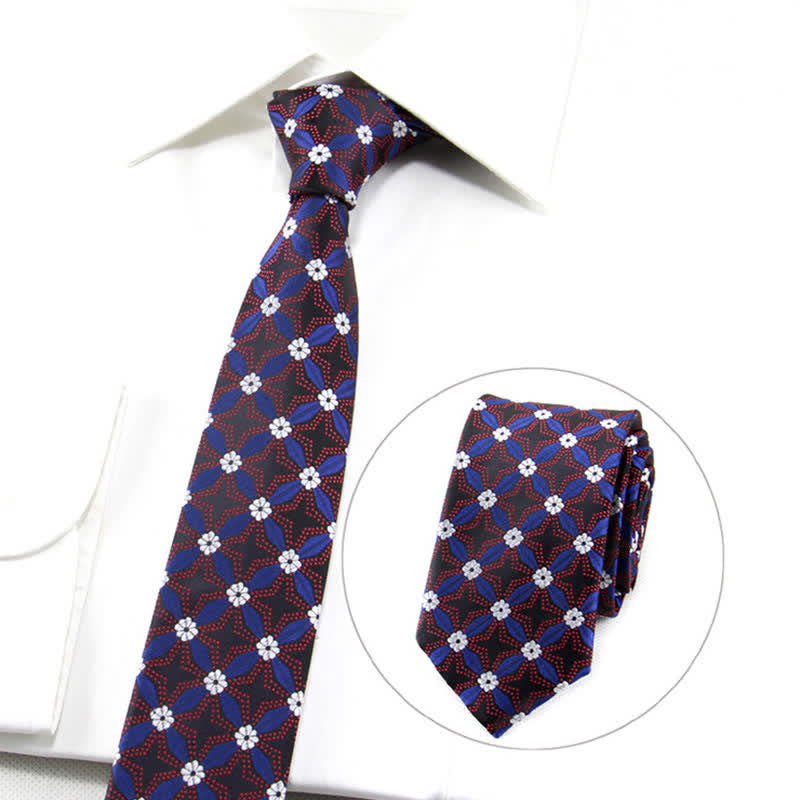 Cravatta geometrica con ricamo floreale da uomo