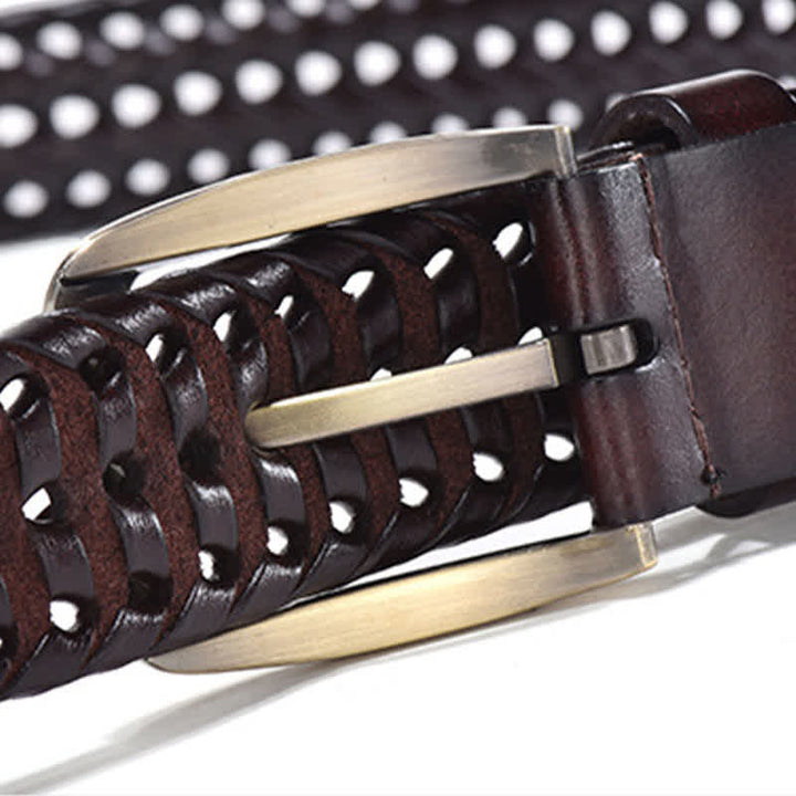 Cintura in pelle intrecciata a mano casual da uomo