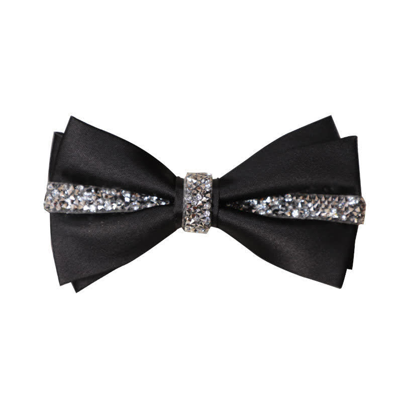 Set da uomo con papillon e fazzoletto da taschino in raso con strass scintillanti