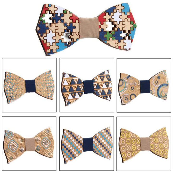 Papillon in legno dipinto da pezzi di puzzle da uomo