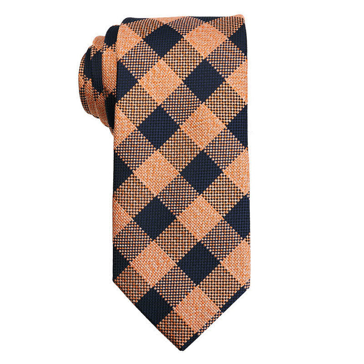 Cravatta da uomo con motivo floreale Paisley della serie Gold Orange - Plaid arancione - image 8