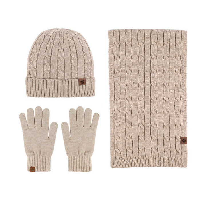 Set di 3 pezzi unisex di caldo cappello sciarpa guanti