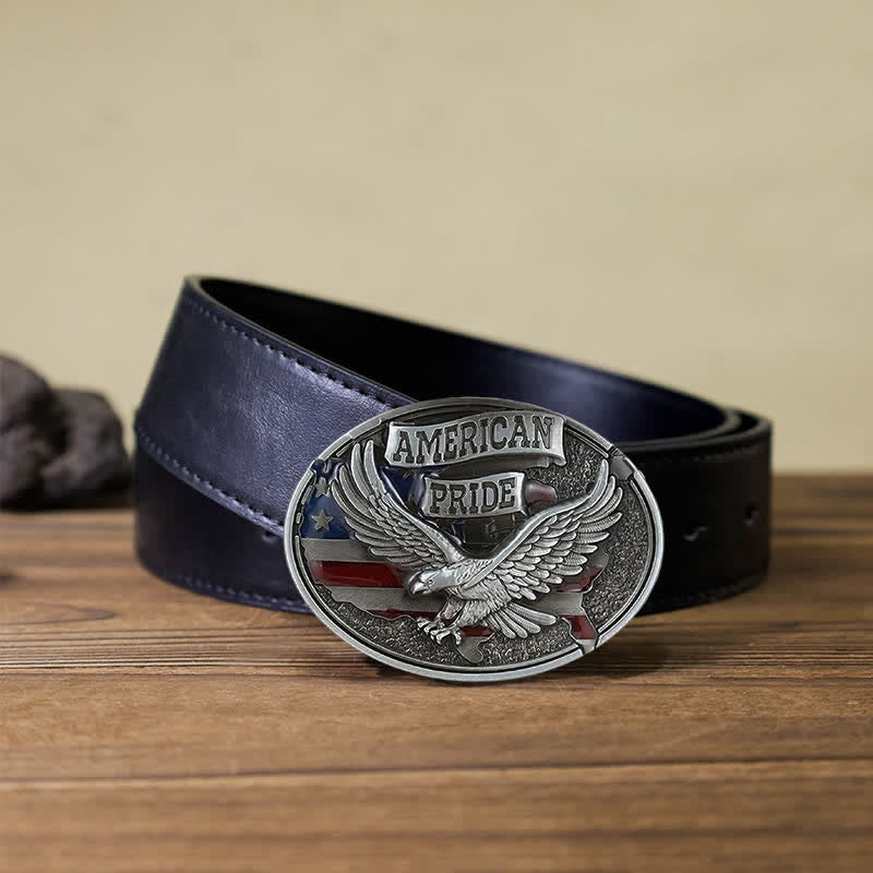 Cintura in pelle fai da te con fibbia American Pride Eagle da uomo