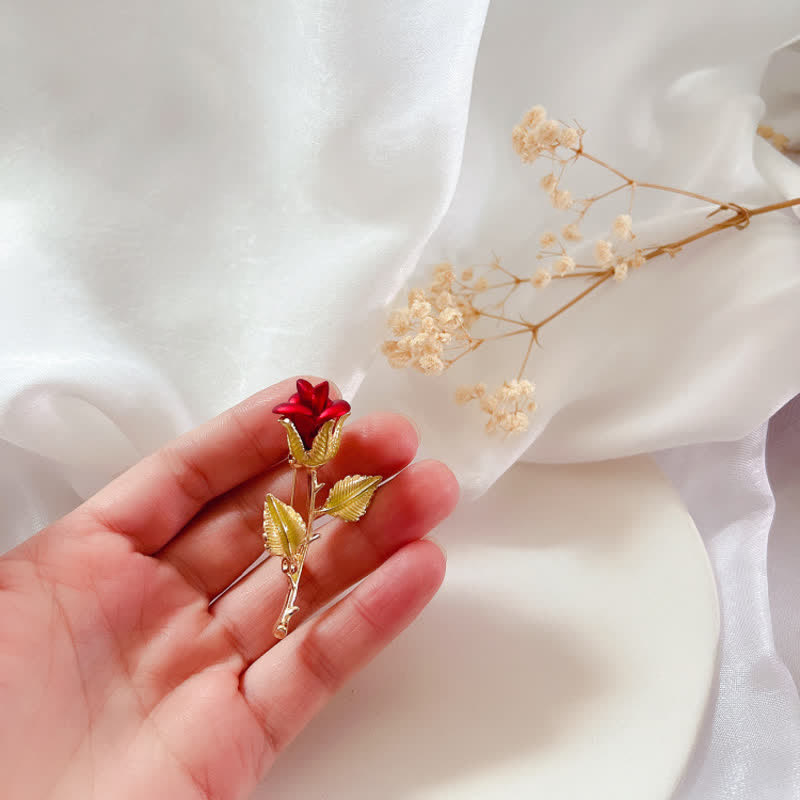 Spilla con stelo e rosa squisita da donna