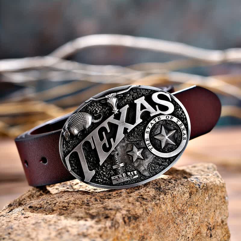 Cintura in pelle con fibbia Texas State Heritage Attitude fai da te da uomo