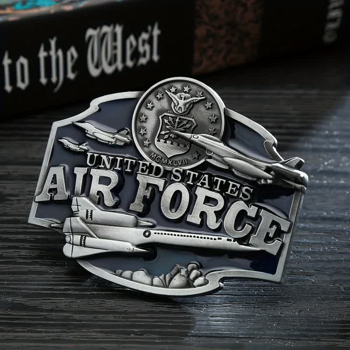 Cintura in pelle con fibbia dell'aeronautica militare degli Stati Uniti fai da te da uomo