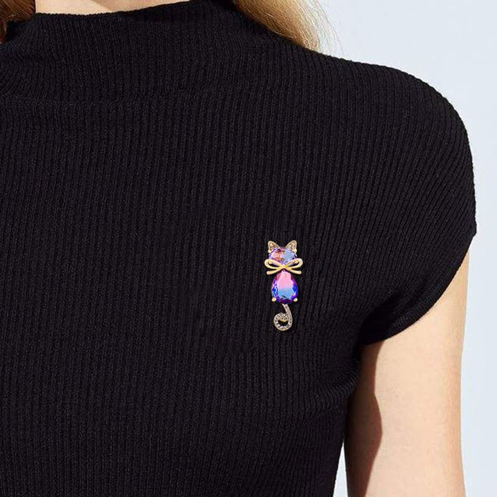Spilla con strass a forma di gattino carino da donna