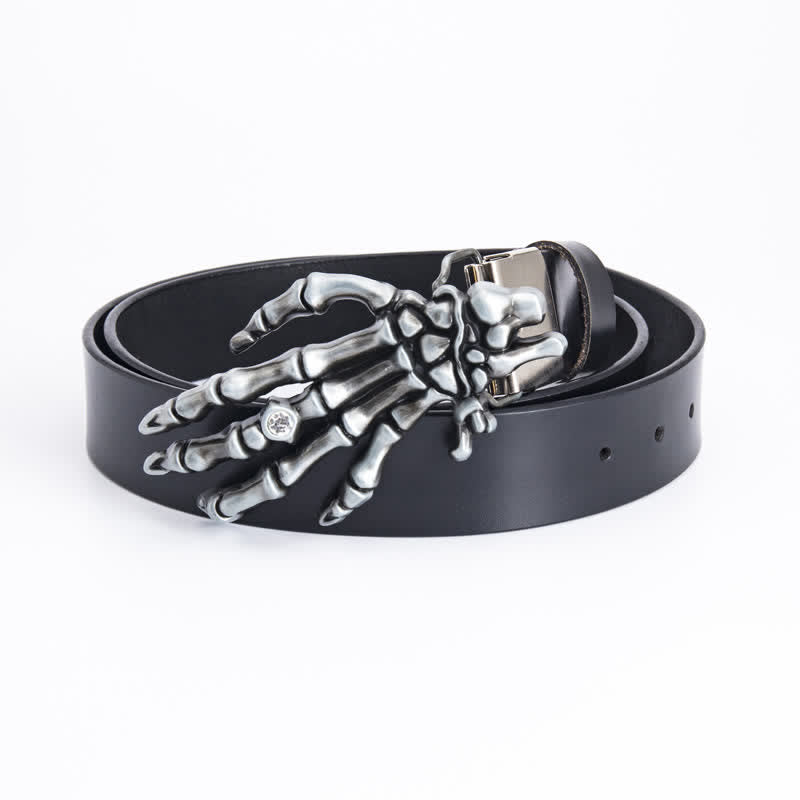 Cintura in pelle da uomo con scheletro punk rock