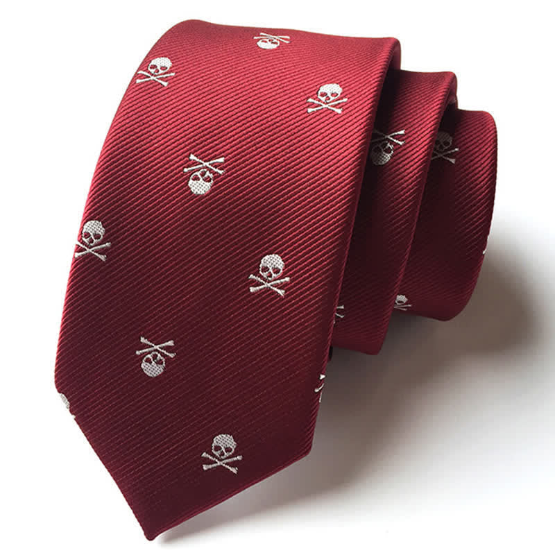 Cravatta da uomo con scheletro e ossa incrociate di Halloween - Rosso e bianco - image 11