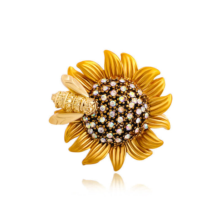 Spilla da donna con ape adorabile e girasole vivido