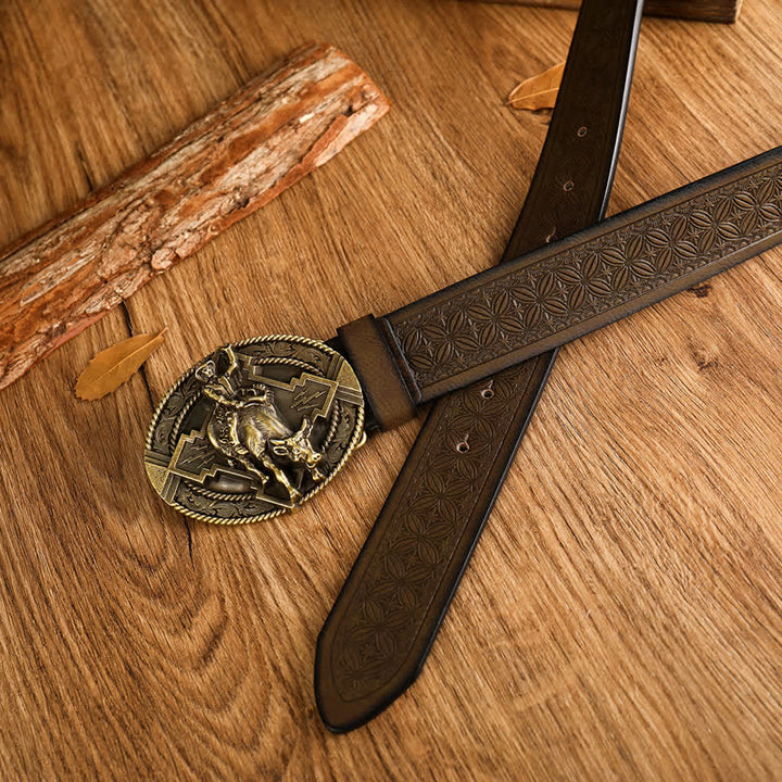 Cintura in pelle di toro da equitazione dominante da uomo