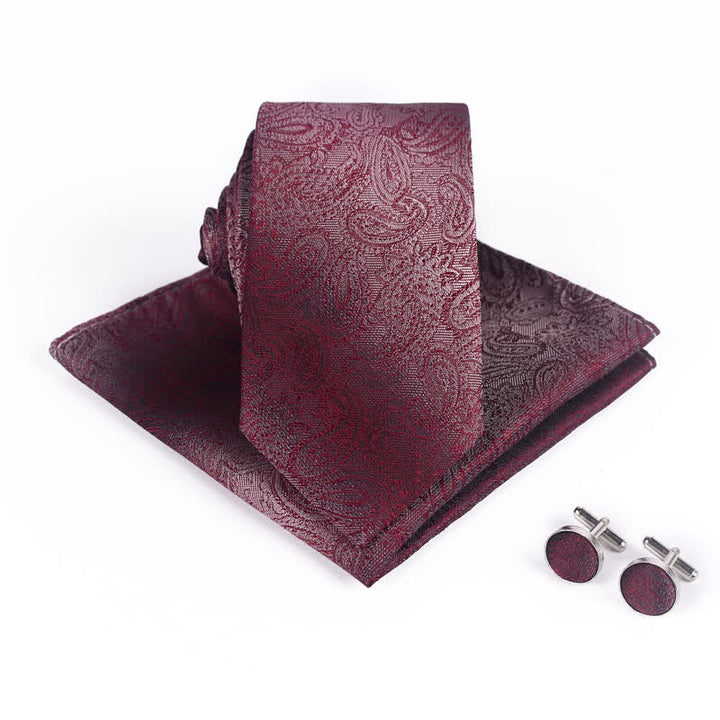 Set di 3 cravatte da uomo con motivo Paisley sfumato - Borgogna - image 6