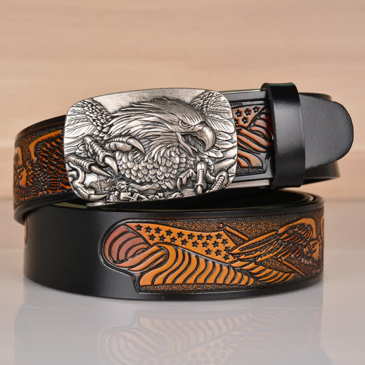 Cintura in pelle con fibbia automatica Mighty Eagle Sharp Claw da uomo - Nero / Argento - 46 - image 0