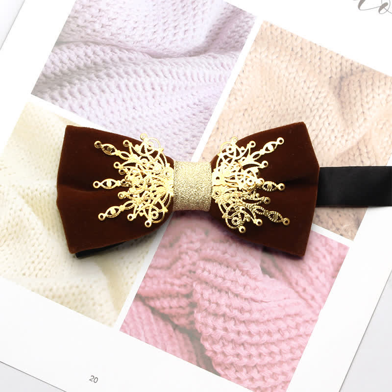 Papillon in velluto con motivo a mosaico Bling Sunburst da uomo - Marrone e oro - image 12