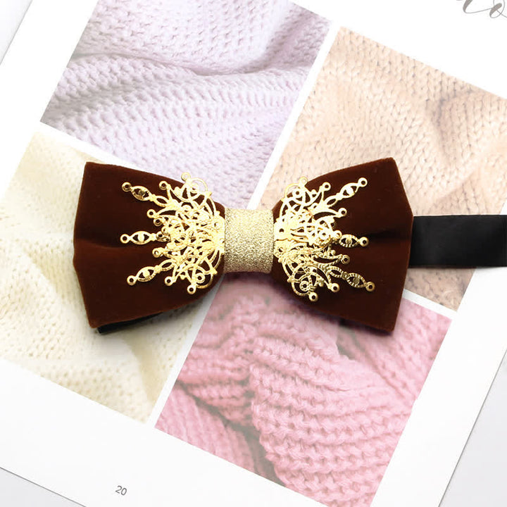 Papillon in velluto con motivo a mosaico Bling Sunburst da uomo - Marrone e oro - image 12