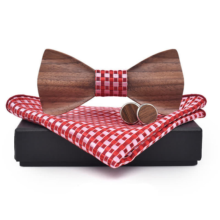 Set di 3 papillon in legno di noce nero da uomo