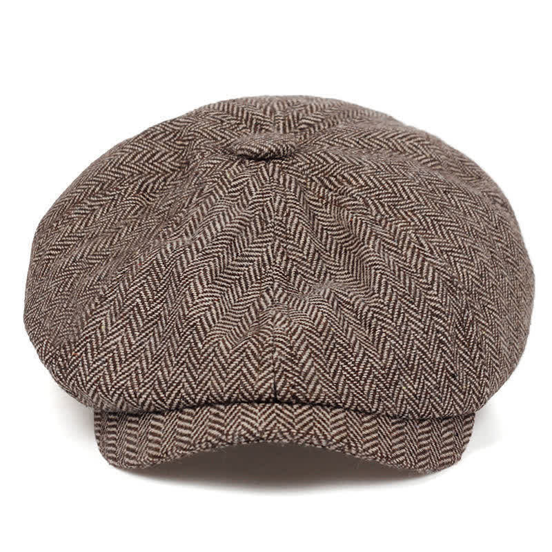 Cappello basco ottagonale a spina di pesce retrò - Caffè leggero - Regolabile (circa 22"-24") - image 9