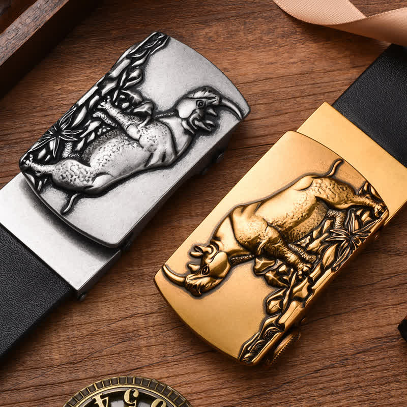 Cintura in pelle con fibbia automatica da uomo in piedi Rhino Business
