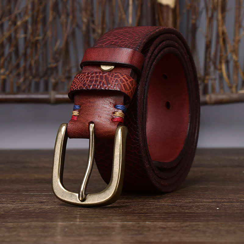 Cintura da uomo in pelle di serpente con grana Serpentine