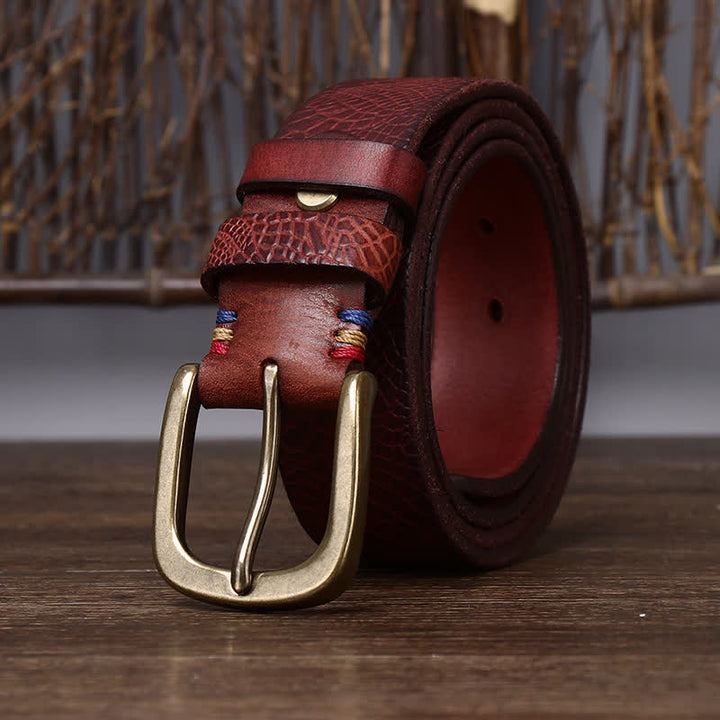 Cintura da uomo in pelle di serpente con grana Serpentine