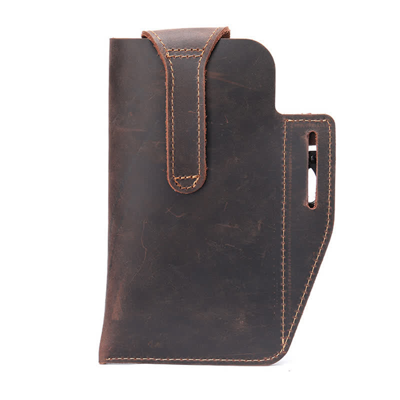 Borsa a tracolla in pelle Crazy Horse minimalista per telefono