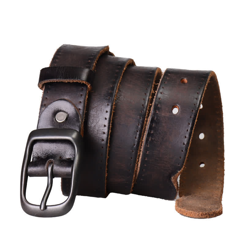 Cintura in pelle stile western invecchiato da uomo - Nero - 44 - image 9