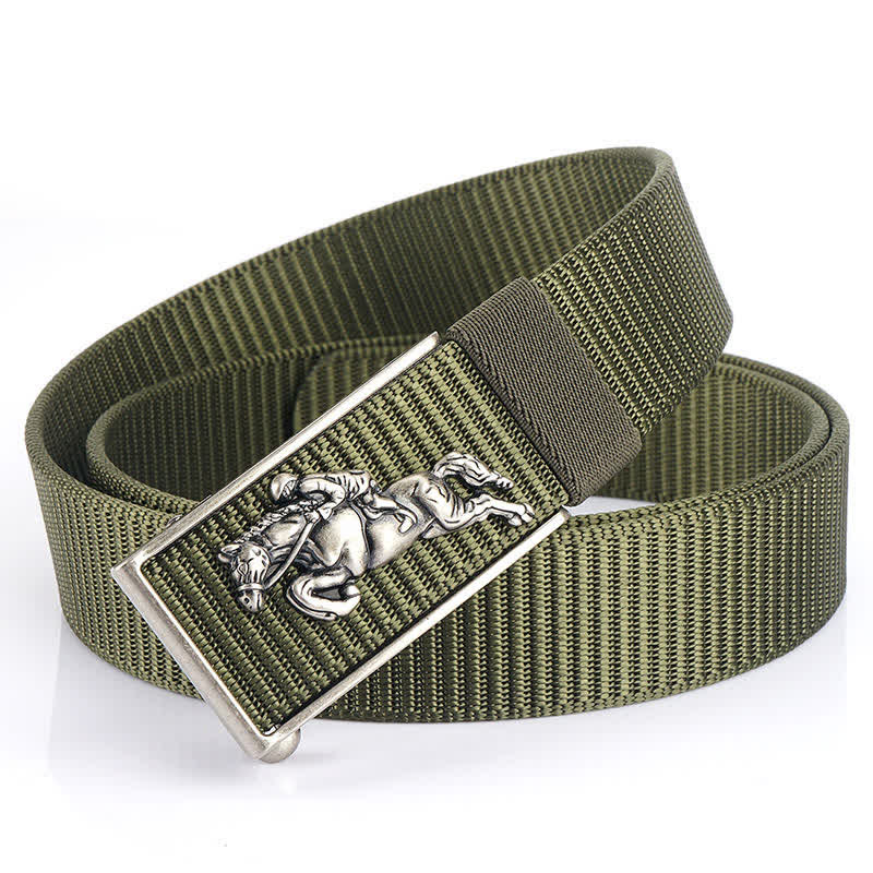 Cintura in nylon per equitazione da uomo - Verde militare / Argento - 48" - image 13