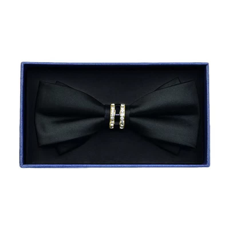 Papillon da uomo in metallo opaco con strass - Arco - Nero - image 7