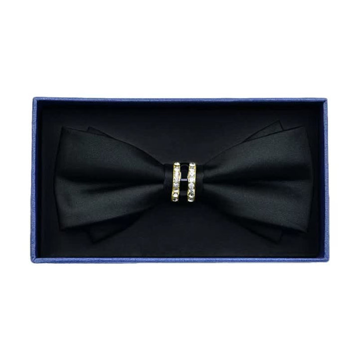Papillon da uomo in metallo opaco con strass