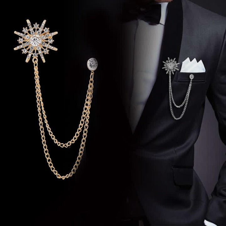 Spilla con nappa a forma di stella ottagonale scintillante da uomo