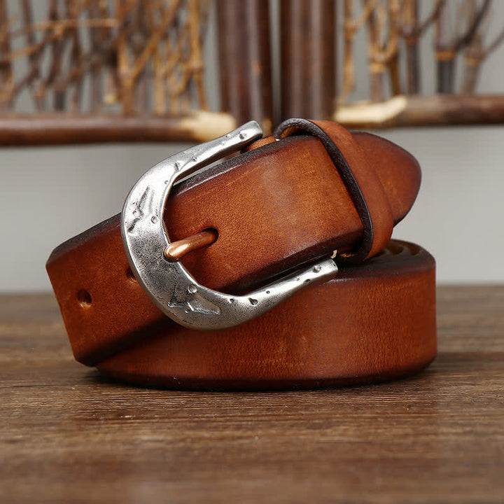 Cintura in pelle con fibbia intagliata vintage classica da uomo