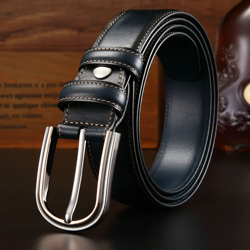 Cintura in pelle elegante da uomo, stile retrò, a doppia faccia - Blu - 44 - image 0