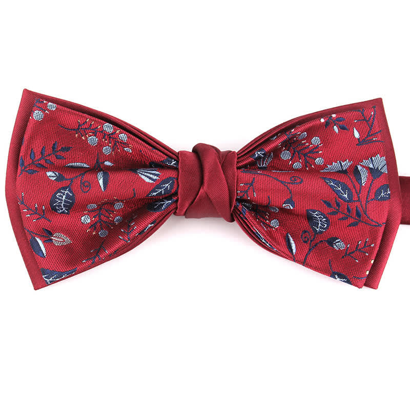 Papillon elegante da uomo con motivo floreale botanico - Rosso #1 - image 6