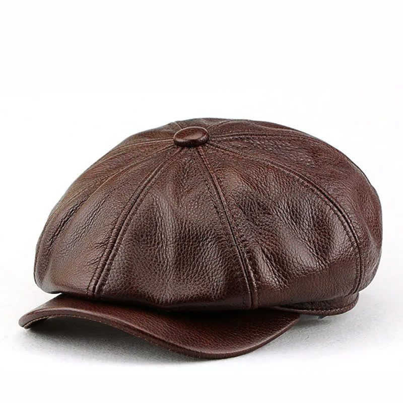 Berretto da pittore in pelle di mucca Gatsby a 8 pannelli - Marrone - Taglia XL (24"-24 1/2") - image 3