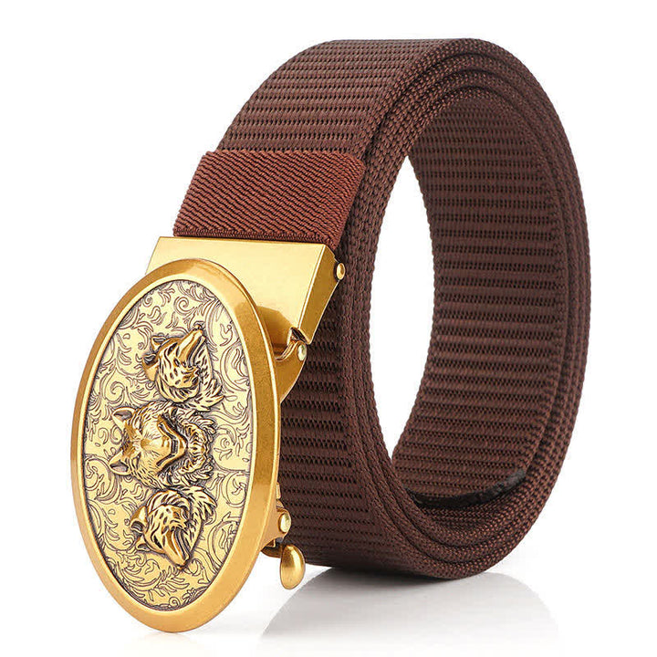 Cintura semplice in nylon Hungry Wolves da uomo - Marrone / Oro - 48" - image 21