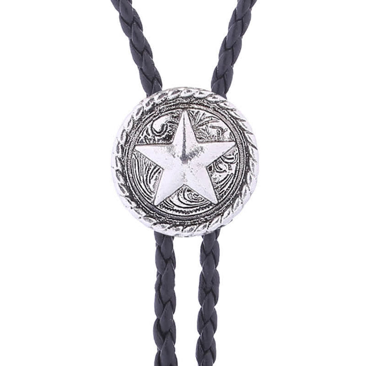 Cravatta Bolo in pelle intrecciata a forma di stella a cinque punte