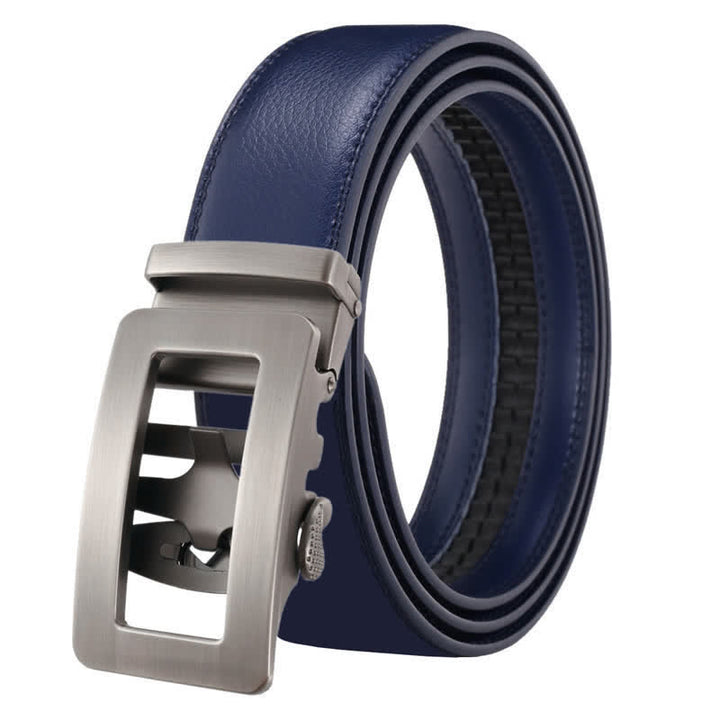 Cintura in pelle con fibbia automatica cava semplice da uomo - Blu - 46 - image 11
