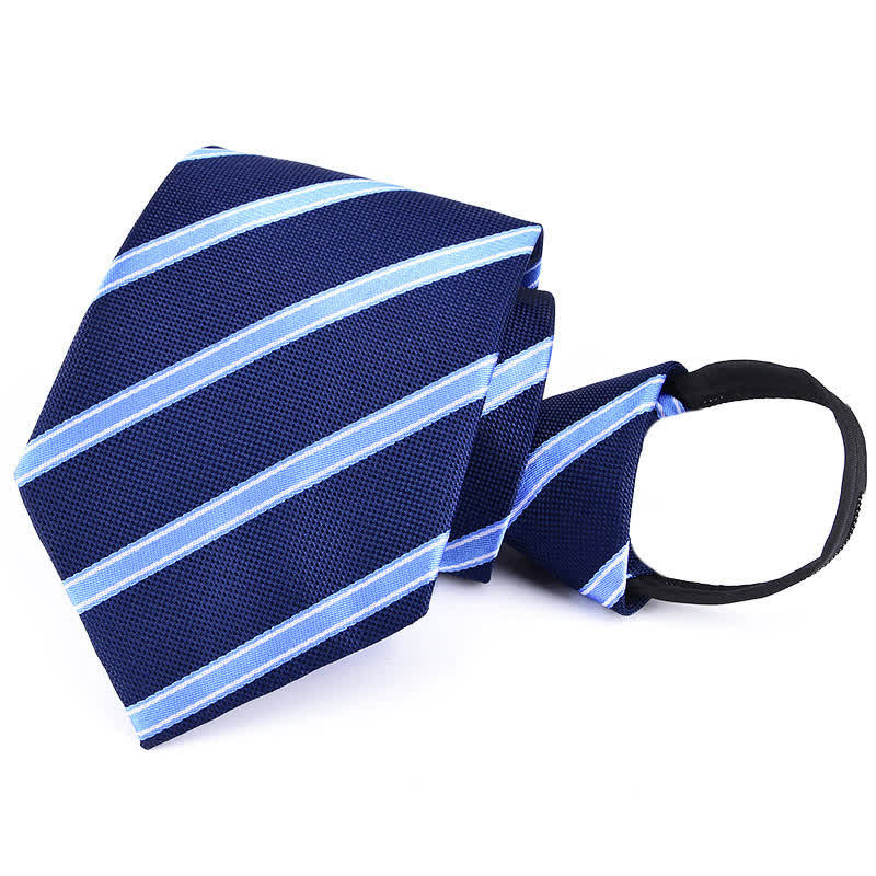 Cravatta a righe a quadri con cerniera da uomo - Strisce blu e bianche - image 7