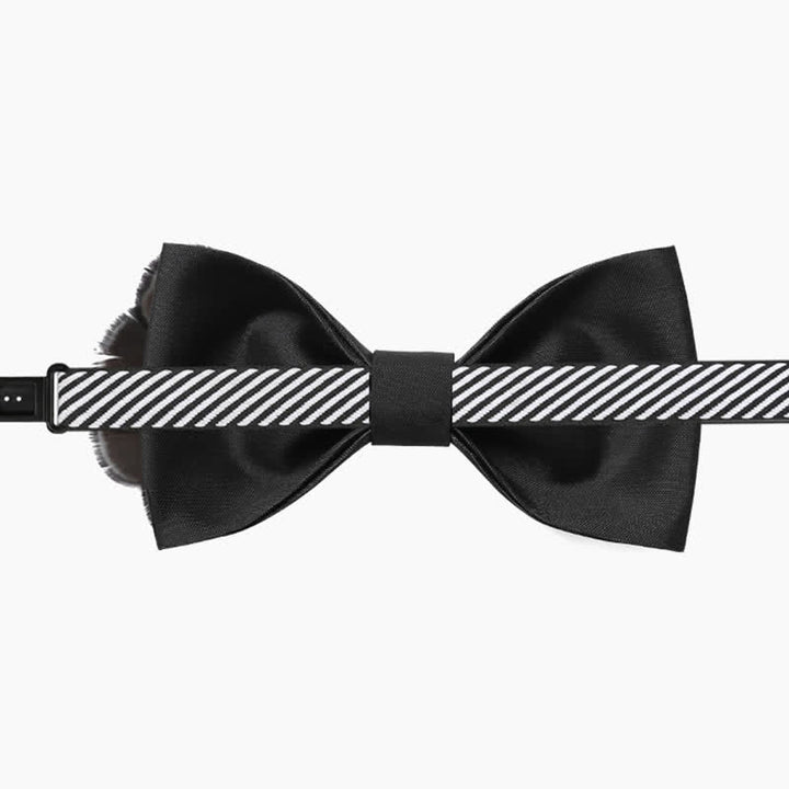 Papillon con piume di gazza blu e nero