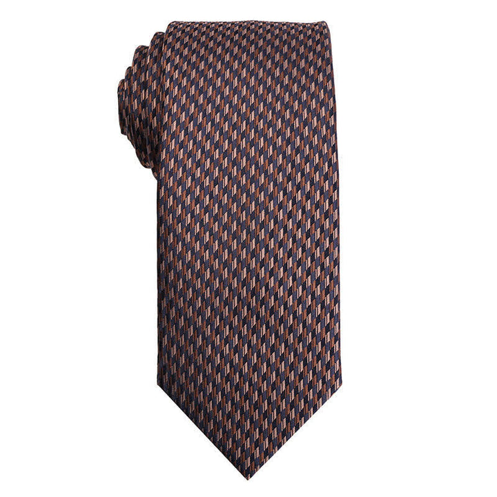 Cravatta da uomo con micro-quadri della serie Coffee Brown - Tessere - image 8