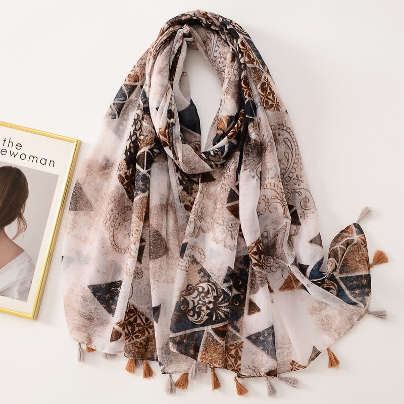Sciarpa sottile con nappe floreali a farfalla da donna