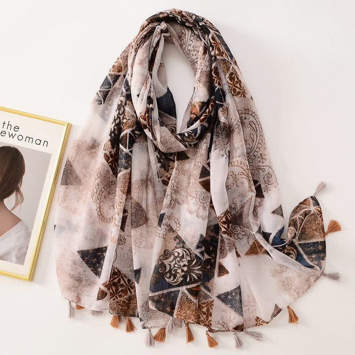 Sciarpa sottile con nappe floreali a farfalla da donna