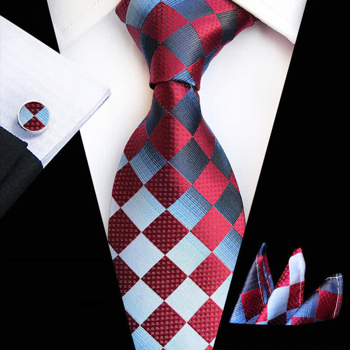 Set di 3 cravatte a scacchi con colori a contrasto da uomo